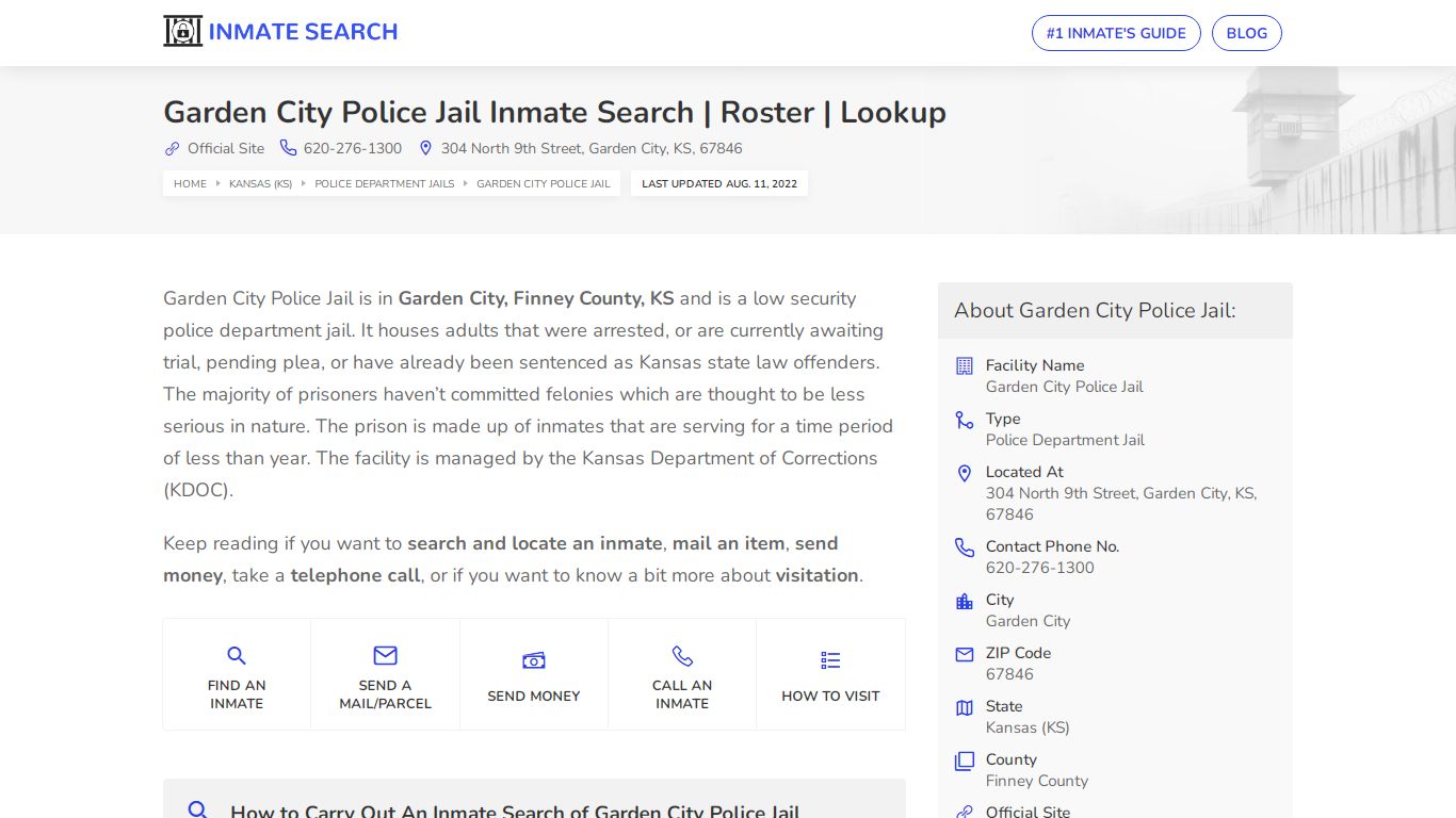 Garden City Police Jail Inmate Search | Roster | Lookup