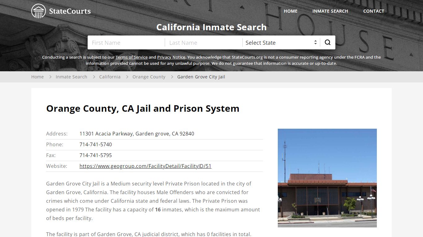 Garden Grove City Jail Inmate Records Search, California ...